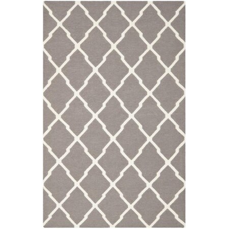 Safavieh Dhurries Hand Woven Flat Weave Large Rectangle Rug- Dark Grey - Ivory- 10 X 14 Ft. DHU634G-10